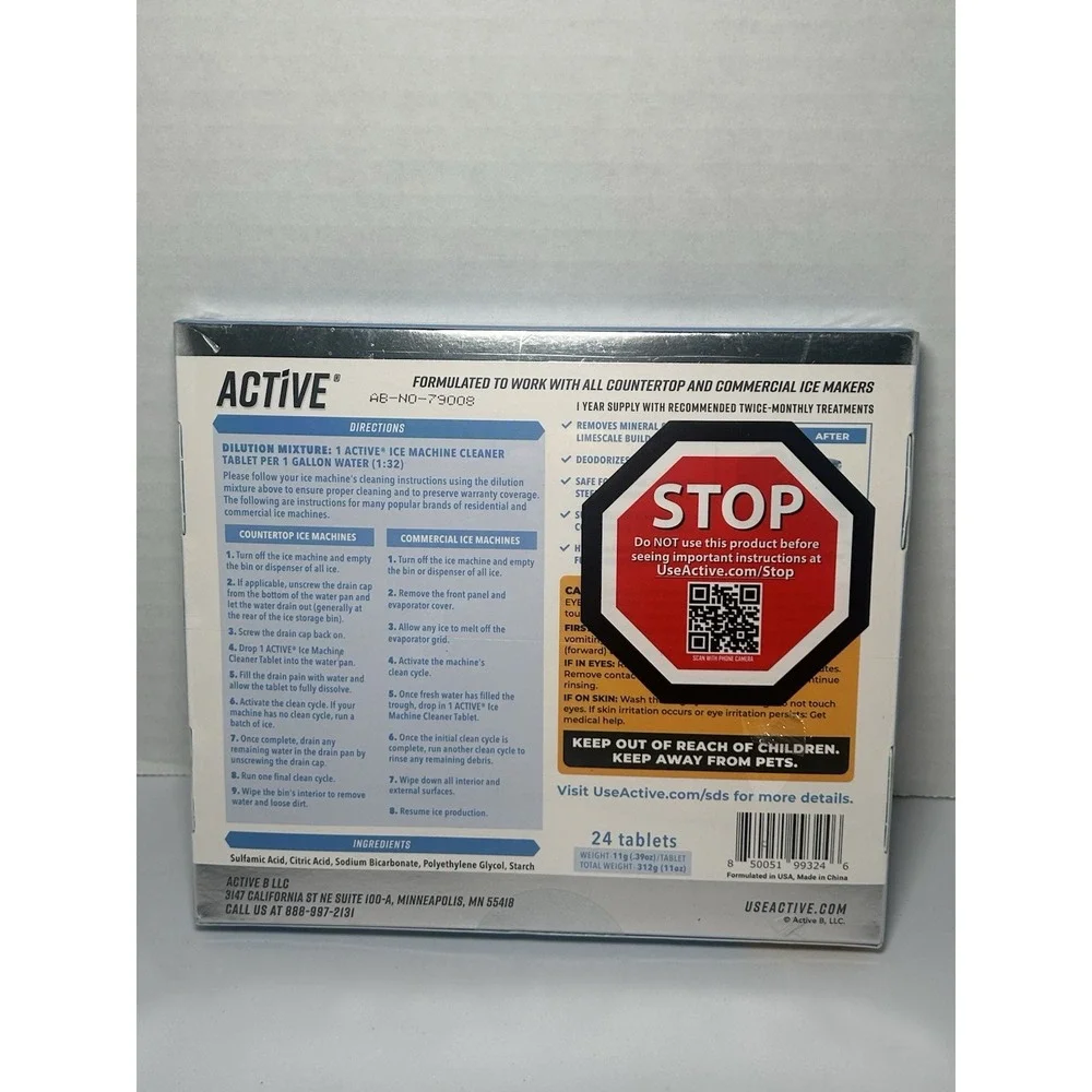 Active - ICE Machine Cleaner  - SEALED NEW